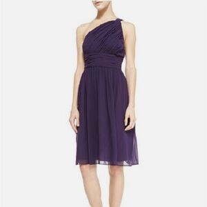 Donna Morgan Purple One-Shoulder Formal Chiffon Rhe Dress Size 12